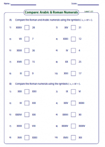 Printable Roman Numerals Worksheet for Kids