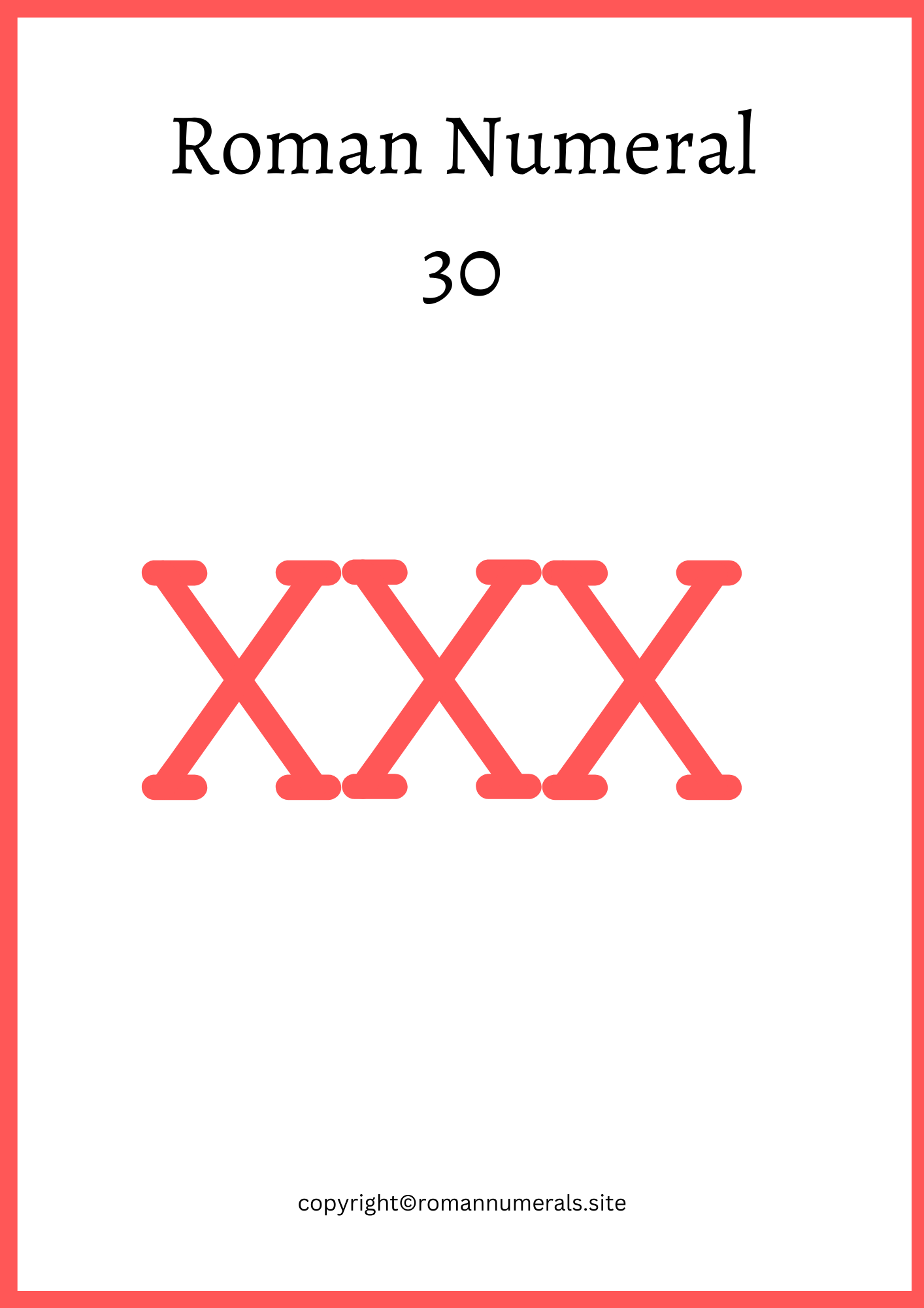 how to write 30 in roman numerals