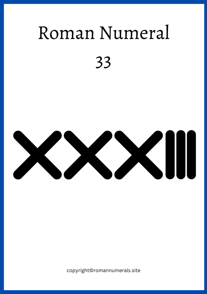 Free Printable Roman Numeral 33 Chart