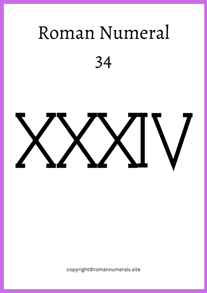 Free Printable Roman Numeral 34 Chart