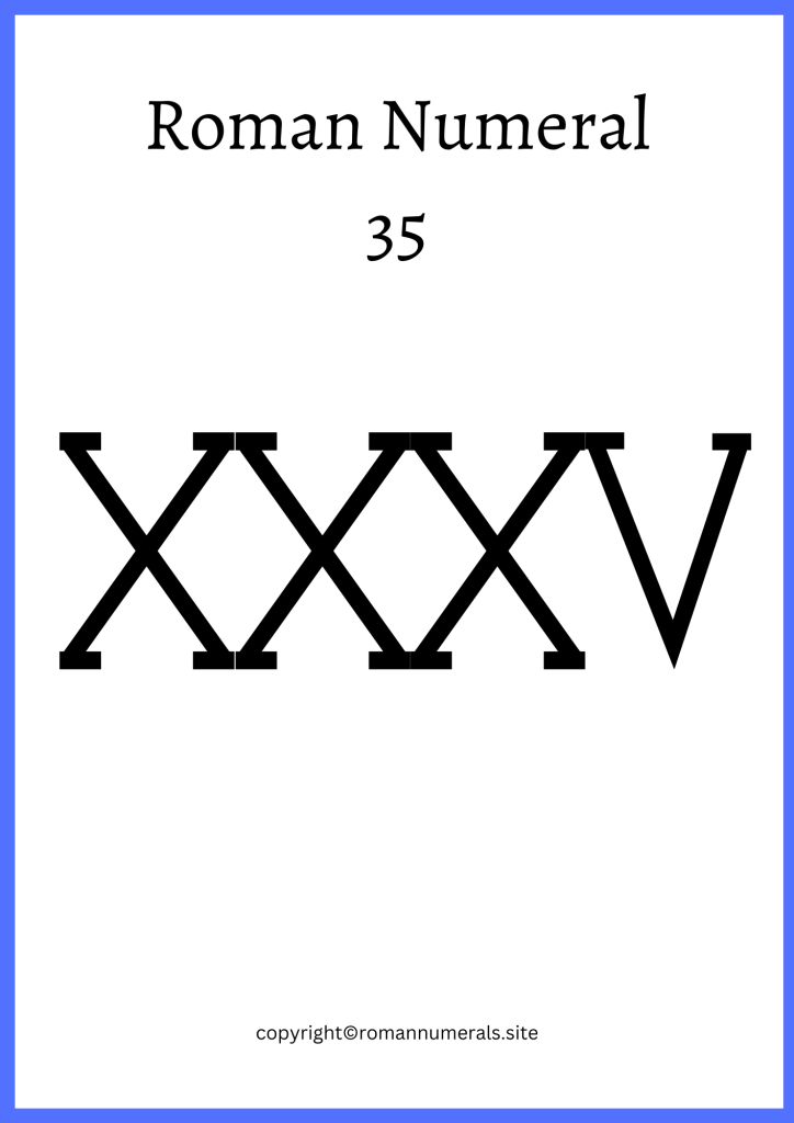 Free Printable Roman Numeral 35 Chart