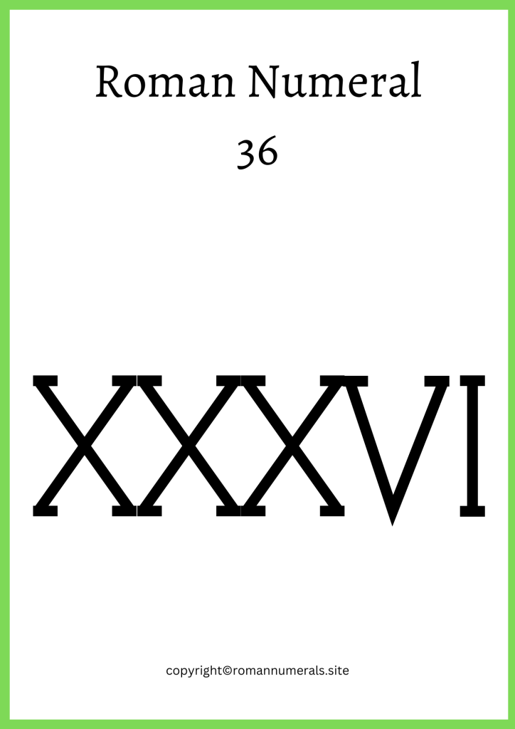 Free Printable Roman Numeral 36 Chart