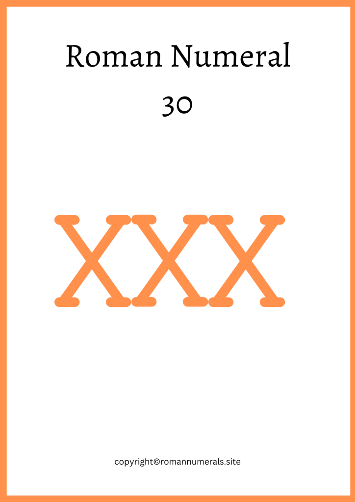 How to write 30 in roman numerals