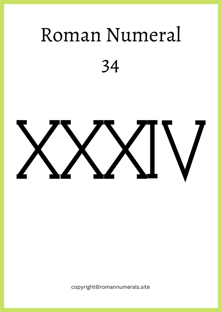 How to write 34 in roman numerals
