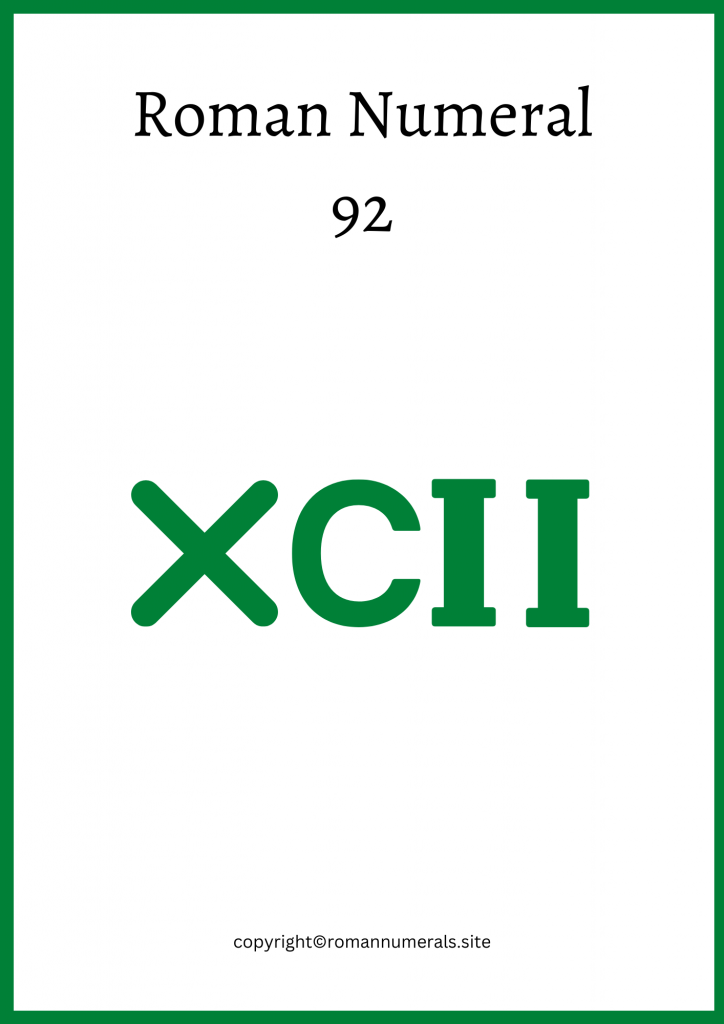 How to write 92 in roman numerals